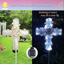 38Inch Solar Cross Garden Lights Outdoor Decorative - Solar Metal&Glass Cross White Hydrangea Flower Stake Lights- Waterproof 20 Warm White LED for Remembrance Gifts & Sympathy Gifts. by GreenHaven Gardens