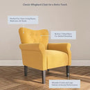 BELLEZE Modern Accent Chair, High Back Armchair, Upholstered Wingback Side Chair, Padded Single Sofa with Wooden Legs for Living Room, Bedroom - Citrine Yellow by CozyNest Decor