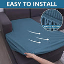 hyha Waterproof Sectional Couch Covers, Non Slip Sofa Couch Cushion Covers L Shape, Thick Stretch Jacquard Fabric, Washable Sofa Slipcovers with Elastic Bottom (1 Piece for Chaise, Blue) by CozyNest Decor