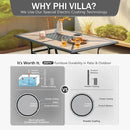 PHI VILLA Outdoor Dining Table for 6, Rectangular Metal Wrought Iron Table with Polywood Tabletop and Umbrella Hole, Large Heavy-Duty Furniture for Patio, Deck, Yard, Porch by GreenHaven Gardens