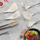 Premium White Silicone Cooking Utensils Set-Non-Toxic, Heat Resistant, BPA Free Kitchen Utensils Set with Spatula, Spoon, Whisk & Tongs-Non-Stick& Dishwasher Safe for Nonstick Cookware by CozyNest Decor