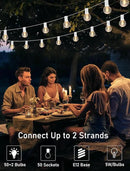 50FT Outdoor String Lights G40 Clear Globe String Lights Light Bulbs with 52 Clear Bulbs -5 Watt/120 Voltage/E12 Base -White Wire by GreenHaven Gardens