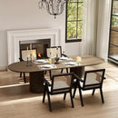 Rattan Dining Chairs Set of 4, Farmhouse Wicker Dining Chairs with Removable Linen Cushion Accent Cane Armchair for Dining Room Kitchen Restaurant, Black by CozyNest Decor