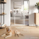Comfy Cubs Baby Safety Gate with 3 Extensions - Adjustable 42" x 1.9" x 30" Q195 Steel Doorway Barrier - Powder-Coated Finish for Stairs and Doorways - Walk-Through Design Pet Gate - White by TinyTreasures Baby Boutique