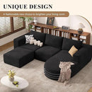 Modular Sectional Sofa with L-Shape Chaise,Cloud Sectional Modern Sleeper Couch with Deep Seat,Sponge Compression Sofas No Assembly Required (Black-Corduroy Fabric) 1pcs by CozyNest Decor
