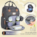 RUVALINO Diaper Bag Backpack, Multifunction Travel Pack Maternity Baby Changing Bags, Large Capacity, Waterproof, Dark Gray by TinyTreasures Baby Boutique