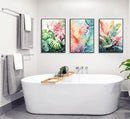 3pcs Tropical Botanical Canvas Wall Art Monstera Leaves Posters Botanical Prints Bohemian style Wall Decor Pictures Palm Leaves Paintings for Bathroom living room Decoration Unframed by CozyNest Decor