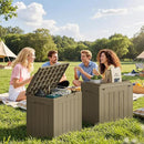 JUMMICO 31 Gallon Resin Deck Box Waterproof Indoor Outdoor Storage Boxes for Patio Furniture Cushions and Garden Tools (Light Brown, 31gallon-2 Packs) by CozyNest Decor