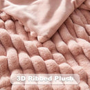 NEWCOSPLAY Faux Fur Throw Blanket Pink 3D Ribbed Plush Thick Warm Blanket for Couch Sofa Bed 850GSM (Pink Ribbed, Throw(50"x60")) by CozyNest Decor