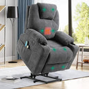VIVIJASON Power Lift Chair Electric Recliner for Elderly Heated Vibration Massage Fabric Recliner Chair with 2 Remote Controls, Cup Holders, Side Pockets & USB Ports for Living Room (Grey) by CozyNest Decor