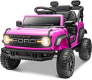 ENYOPRO 12V Ford Bronco Raptor Ride On Car for Kids, Electric Power Car Ride-On Toy for Toddlers w/Remote Control, 4 Wheels Spring Suspension, Bluetooth Music, Radio, LED Lights, 2 Speed (Pink) by TinyTreasures Baby Boutique