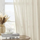 Joydeco Linen Curtains 2 Panel Set, Light Filtering, Ivory Linen Curtains 90 Inch Cream Drapes with Rod Pocket Back Tab (90" L x 37" W) by CozyNest Decor