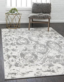 Unique Loom Rosso Collection Vintage, Geometric, Bohemian, Traditional, Distressed, Southwestern Area Rug, Rectangular 5' 0" x 8' 0", Light Gray/Ivory by CozyNest Decor