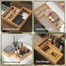 BAMEOS 3-Piece Bamboo Drawer Organizer, Utensil Organizer for Drawer, Junk Drawer Organizer for Kitchen Bathroom, Dressing Room, Office, Pantry (Natural) by CozyNest Decor