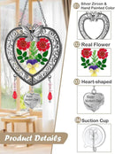 KY&BOSAM Suncatcher Happy Mother’s Day Stained Glass Tree of Life Heart Gifts Garden Ornament Wind Chimes for Windows Pressed Flower Between Heart in Glass Metal Engraved Charm as by GreenHaven Gardens
