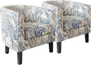 BELLEZE Living Room Chairs Set of 2, Linen Round Accent Barrel Chairs, Club Tub Sofa Chairs for Bedroom, Corner Chairs with Flared Legs and Cozy Soft Padding - Highland (Blue Coral) by CozyNest Decor