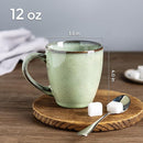 GBHOME Ceramic Coffee Mugs Set of 4, 12oz Stoneware Coffee Mugs Set For Dad Mom Women MEN, Light Weight Ceramic Coffee Cups for Latte/Tea/Beer/Hot Cocoa, Dishwasher & Microwave Safe, Pastel Green by CozyNest Decor