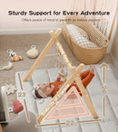 Baby Gym with Mat, Wooden Play Gym with 9 Sensory Toys, Foldable Baby Play GymFrame Activity Center, Natural Pine Wood, Montessori Toys, Easy to Assemble & Clean, Natural Color by TinyTreasures Baby Boutique