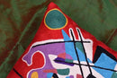 Kandinsky Modern Couch Pillow Cover - Red Painting | Abstract Toss Pillow | Modern Chair Cushion| Contemporary Pillow | Mid Century Chair Cushion | Hand Embroidered Pillow | Wool Size 18x18 by CozyNest Decor