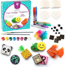 Pinwheel Crafts Magnetic Tile Art Kit Ages 6-12+ Years - Paint Your Own Magnetic Mini Tiles Includes 12 Tiles, Magnets, 8 Paints, Brush, Googly Eyes - DIY Magnet Making Kit for Kids by TinyTreasures Baby Boutique