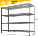 REIBII 2560LBS Storage Shelves 55.5"W Metal Shelving Unit 4 Tier Wire Shelving Commercial Adjustable Garage Shelving Heavy Duty for Storage Rack for Pantry, Garage, Kitchen, 55.5"W x 18"D x 55.5"H by CozyNest Decor