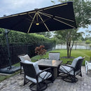PURPLE LEAF 10 Feet Patio Umbrella with Base Outdoor Cantilever Solar Powered LED Square Umbrella Aluminum Offset Umbrella with 360-degree Rotation for Garden Deck Pool Patio, Grey by GreenHaven Gardens