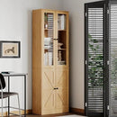 Bookcase with Doors, Tall Cabinets Storage Shelves, 5 Tier Bookshelf with Storage Cabinet, Light Wood Rustic Display Shelf Home Decor Furniture for Office, Living Room, Bedroom, Kitchen, Dining Room by CozyNest Decor