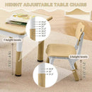 Kids Study Table and Chairs Set, Height Adjustable Toddler Table and Chair Set for Kids Ages 3-8, Graffiti Desktop (Wooden Brown) by CozyNest Decor