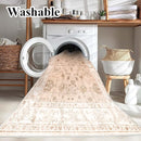 Area Rug 8x10 Washable Rug Tangerine Vintage Traditional Mat Distressed Indoor Foldable Thin Retro Accent Floral Print Rug Non Slip Carpet Living Room Dining Room Office by TinyTreasures Baby Boutique