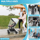 Universal Clear Stroller Rain Cover, No-Zip Waterproof Stroller Cover - Food Grade EVA & Frosted PVC, Baby Travel Weather Shield, Breathable Rain Cover for Most Single Strollers, Black by TinyTreasures Baby Boutique