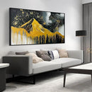 Gold Mountains Painted Wall Art for Living Room - Hand Painted Abstract Wall Art for Office - Black Framed Wall Art for Bedroom Size 29" x 59" by CozyNest Decor