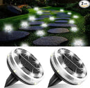 Solar Ground Lights Outdoor 2 Pack Waterproof, Upgraded Solar Garden Lights with 4 Side Light, Stainless Steel Solar Powered Disc Landscape Light for Walkway Pathway Lawn Yard Patio Deck-Cool White by CozyNest Decor