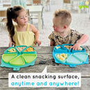 Silicone On-The-Go Snack Mat – Foldable Reusable Placemat with 3 Compartments and Lids – Travel-Friendly Baby and Toddler Snack Plate – Dishwasher Safe (Aqua) by TinyTreasures Baby Boutique