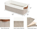 StorageWorks Narrow Storage Bins, Small Baskets for Organizing, Long Storage Basket with Handles, Fabric Storage Bins for Shelf, Brown and White, 2-Pack by CozyNest Decor
