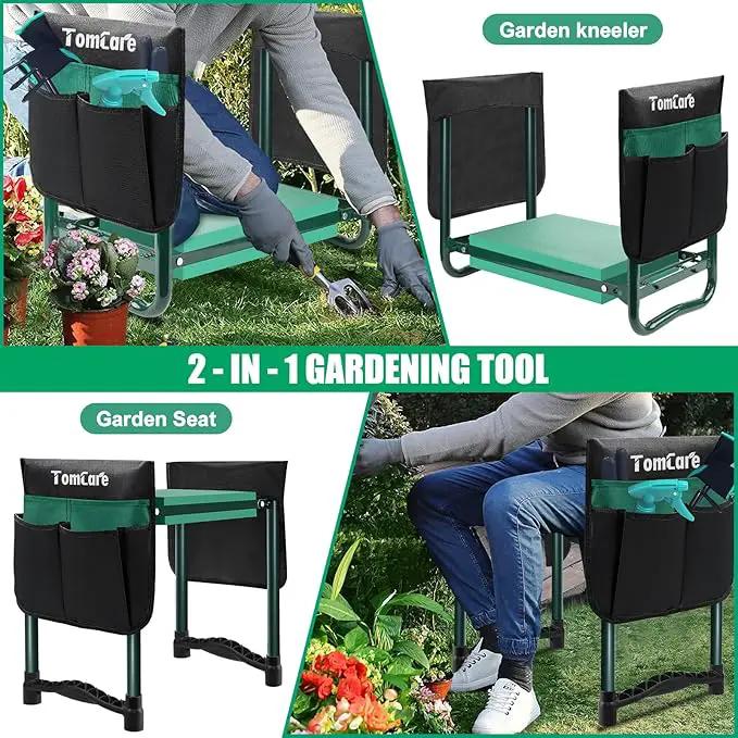 TomCare Garden Kneeler and Seat 10.64” Wider Larger Soft Kneeling Pad Garden Bench with 2 Large Tool Pouches Heavy Duty Garden Stool Foldable Tools Gardening Gifts for Women Men Gardeners, photo 5 of 7
