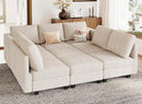 Belffin Corduroy Modular Sectional Sofa 9 Seat Convertible Sectional Sleeper Sofa Bed with Storage Ottomans Modular Sectional Couch Bed for Living Room Beige by CozyNest Decor