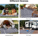 OLANLY Outdoor Rug Waterproof 5x8 ft Clearance, Reversible Outdoor Plastic Straw Rug with Floral Pattern, RV Mat for Patio, Camping, Balcony, Deck, Backyard, Navy & White by CozyNest Decor