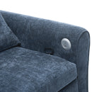 2-in-1 Sofa 82' Three-seater Sofa with Sofa Bed and Reversible Recliner, Blue Chenille