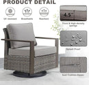 Outdoor Patio Swivel Rocker Chairs - Wicker Rattan Patio Swivel Rocking Chairs Set of 2 with Metal Wide Armrest, Thick Cushions and Deep Seating for Deck Porch Sunroom Garden(Mixed Grey/Grey) by CozyNest Decor
