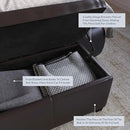BELLEZE 47 Inch Storage Ottoman, Faux Leather Storage Bench Bedroom Bench with Safety Close Hinge, Ottoman with Storage for Living Room, Entryway, Hallway, Foot Rest, Support 300lbs - Brown by CozyNest Decor