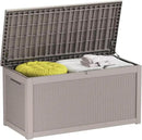 260 Gallon Deck Box XXL Large Outdoor Storage for Patio Furniture,Outdoor Cushions,Garden Tools and Pool Supplies,Waterproof,Resin,Lockable(Grey Rattan) by CozyNest Decor