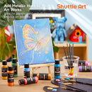 Shuttle Art Metallic Acrylic Paint Set, 20 Colors Metallic Paint in Bottles (60ml, 2oz) with 10 Brushes and 1 Palette, Rich Pigments, Non-Toxic for Artists, Beginners on Rocks Crafts CanvasWood Fabric by TinyTreasures Baby Boutique