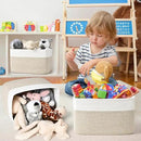Shelf Baskets for Organizing, Woven Storage Basket for Shelves, Cotton Rope Storage Bins for Toys Books, Nursery Towel Baskets for Classroom, 14.96"X9.8"X8.85", 3-Pack White/Brown by CozyNest Decor