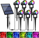 T-SUNUS Solar Spot Lights Outdoor Color Changing 6-in-1, Solar Landscape Spotlights RGB Lighting Waterproof IP65 Wall Lamp 9.8ft Cable for Patio Pathway Yard Garden Holiday (Multi-Color) by GreenHaven Gardens
