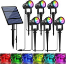 T-SUNUS Solar Spot Lights Outdoor Color Changing 6-in-1, Solar Landscape Spotlights RGB Lighting Waterproof IP65 Wall Lamp 9.8ft Cable for Patio Pathway Yard Garden Holiday (Multi-Color) by GreenHaven Gardens