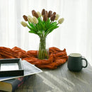 Mandy's Artificial Tulips 20 Stems White and Brown PU Faux Flowers for Wedding Home Decor 13.5 Inch by CozyNest Decor