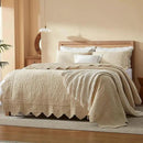 MarCielo 3-Piece 100% Cotton Oversized Bedspread Lightweight Quilt Coverlet Embroidery Farmhouse Bedding Set(TL Beige,Oversized King (118"x106")) by CozyNest Decor