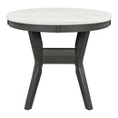 5-piece Dining Round Table Set with One Faux Marble Top Dining Table and Four PU-leather Chairs,Grey