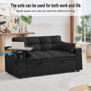 66" Multi-Functional Pull-Out Sofa Bed with Hidden Side Table, Storage Armrests, Built-in Charging Port, Spring Mattress, Solid Wood Frame – Ideal for Small Spaces, Easy Assembly by CozyNest Decor
