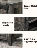 OKD 48" Farmhouse Lift Top Coffee Table with Sliding Barn Door,Rustic Center Table with Hidden Storage Compartment,Lifting Tabletop and Adjustable Shelf for Living Room,Office,Dark Rustic Oak by CozyNest Decor